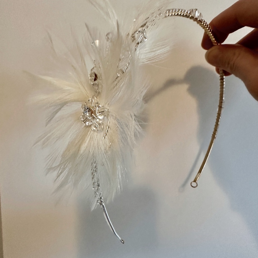 Bridal Headband with Feathers and jewels